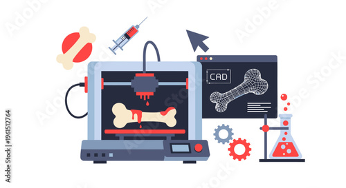 3D printer creating a bone model.