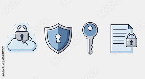 Security icons with lock and key.