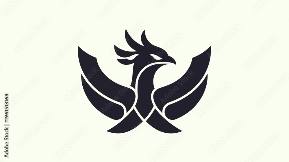 Fototapeta premium Abstract phoenix logo design on light backdrop