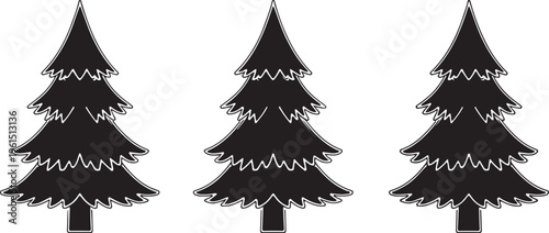 pine tree vector pattern, forest nature illustration, evergreen tree icons, christmas tree background, woodland design elements