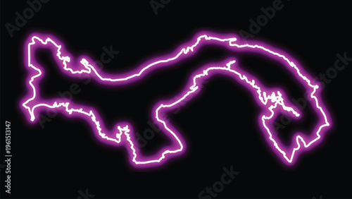 Panama map outline neon purple glow on black