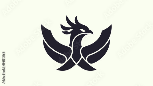 Abstract phoenix logo design on light backdrop