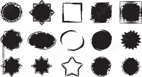 Big collection of black paint, ink brush strokes, brushes, lines, grungy. Dirty artistic design elements, boxes, frames. Vector illustration. Isolated on white background.