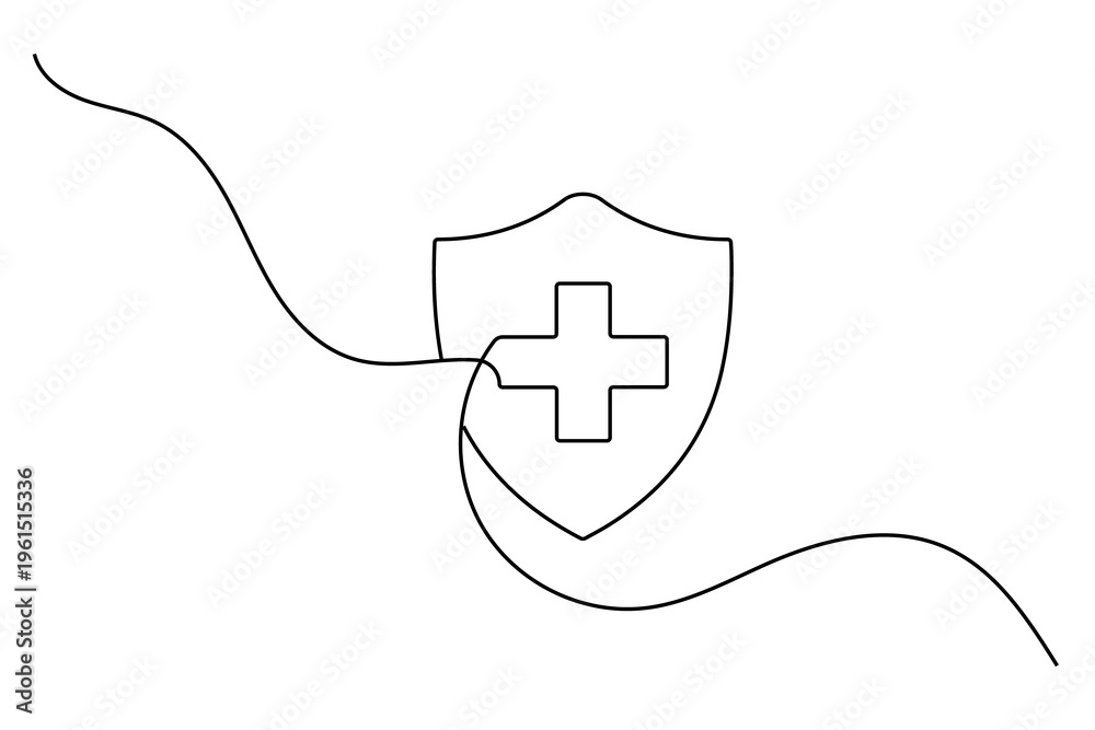 Obraz premium Medical healthcare continuous one line drawing on white background