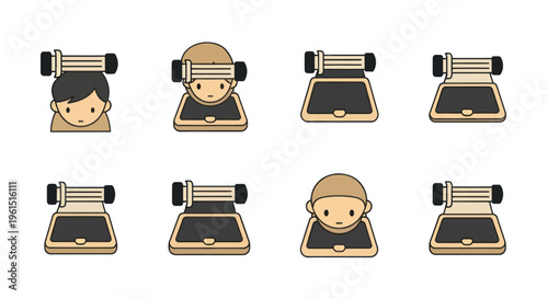 Vector illustration of people using portable scanners with documents, digital scanning technology concept for business and office use