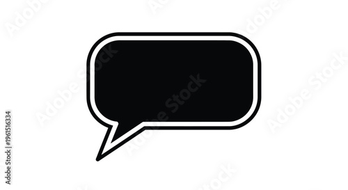 Flat isolated 2d icon of a black speech bubble icon on a for communication