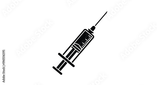 Flat isolated 2d icon of black syringe icon on for medical concepts