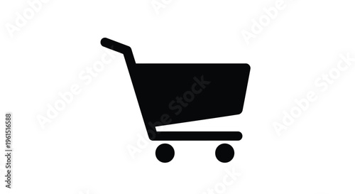 Flat isolated 2d icon of black shopping cart icon