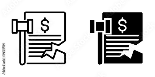 Bankruptcy icon, element icon for design branding, print, and digital media