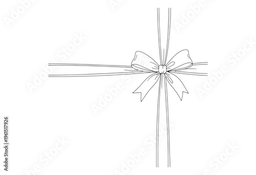 Simple line art ribbon bow gift decoration vector