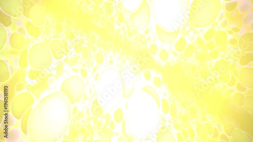 Microscopic view of plant cells glowing.