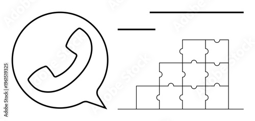 Communication concept. Communication ideas linking phone symbols and puzzle pieces for enhanced connection. Communication strategies in technology, teamwork, business. Great for collaboration