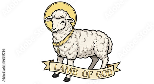 Symbolic Representation of the Lamb of God with Halo and Banner