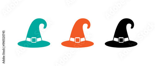 Set of witches' hats in different colors
