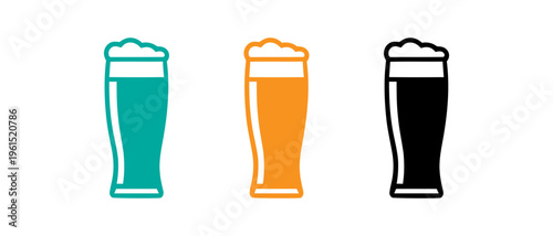 Distinct beer mugs filled with different colored beverages