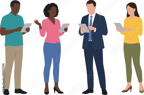 Diverse senior business leaders and mature executives in elegant formal suits and professional attire for corporate leadership and banking flat vector character set