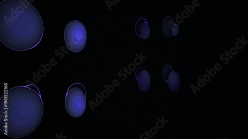 Glowing Blue Bubbles Floating Slowly.