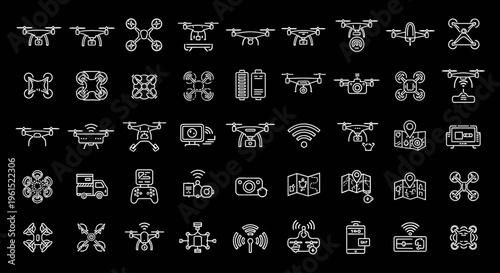 Drone Technology Icons on Screen.