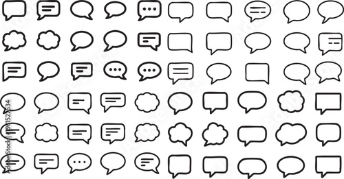 Speech Bubble Line Icon Set with Editable Stroke for Chat and Messaging