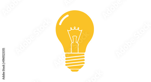 Yellow Light Bulb Glowing Brightly Alone.