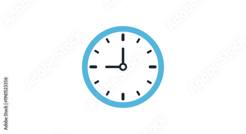 Analog Clock with Blue Border.