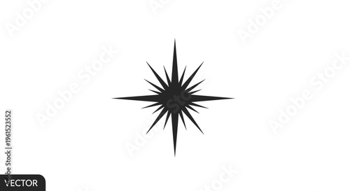 Black starburst design element symbol.