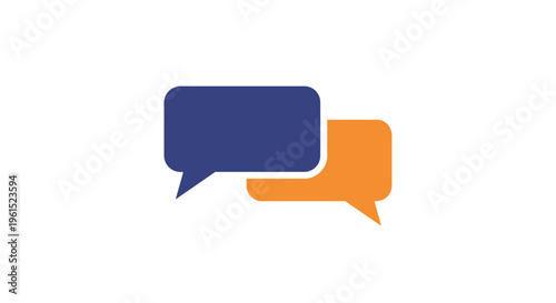 Blue and orange speech bubbles icon.