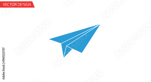 Blue Paper Airplane Flying Object.