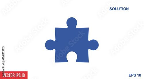 Blue Puzzle Piece Solution Concept.