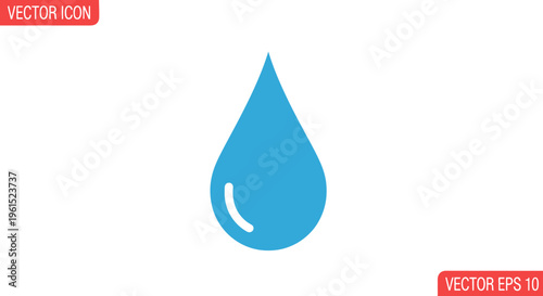 Blue Teardrop Water Droplet Icon.