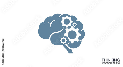 Brain with gears thinking concept.