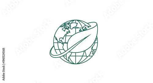 Green leaf on globe earth map.