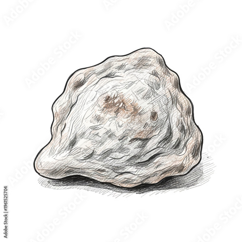 Raw Oyster Illustration on White Background