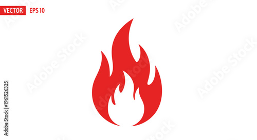 Red flame icon vector graphic symbol.
