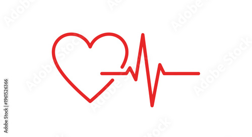 Red Heartbeat Line Medical Symbol Icon.