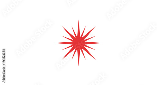 Red starburst shape symbol icon.