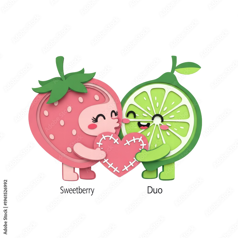 Fototapeta premium Strawberry and lime love duo