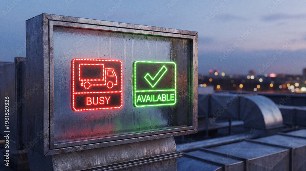Obraz premium Loading Dock status indicator icons on rooftop hub