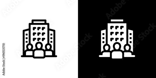 Corporation icon concept with flat Black White Background. Vector illustration.