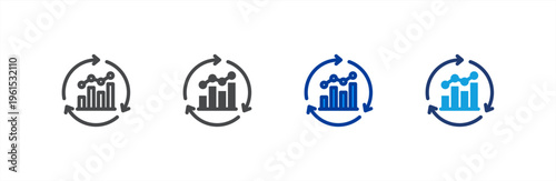 Kaizen Improvement icon multiple style collection. Vector illustration.