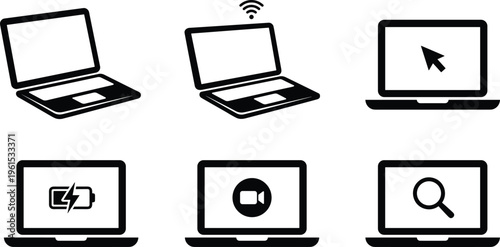 Fotografía A minimalist illustration of six devices, including laptops, a smartphone, a des