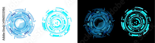 Fotografie PNG image of Futuristic digital heads up display elements featuring circular int