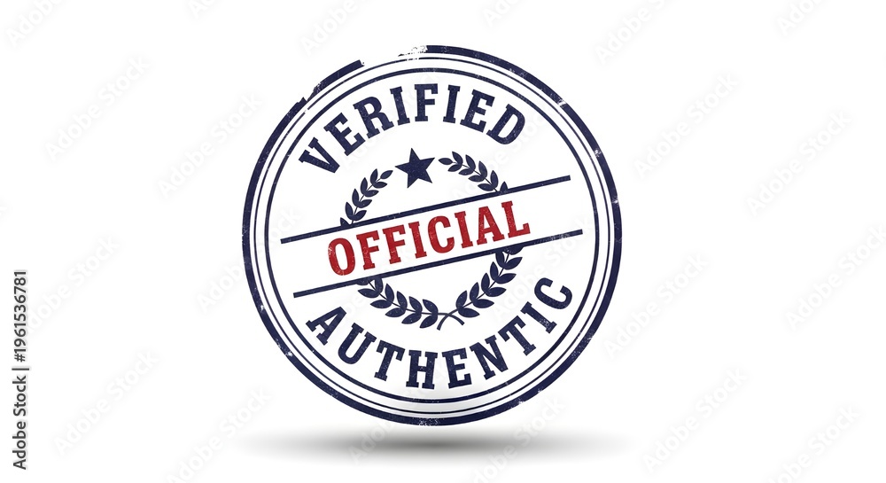 Obraz premium Verified Official Authentic Rubber Stamp Icon on White Background