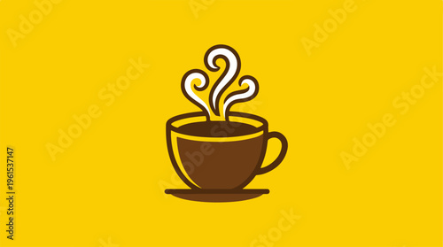 Coffee Cup Logo on Yellow Background - A Simple Design.