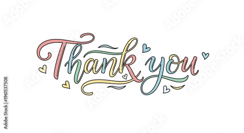 Colorful Handwritten Thank You Message.