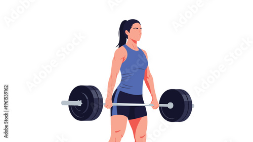 Fit female athlete lifting a barbell in a strength training workout session to build muscle and improve health.