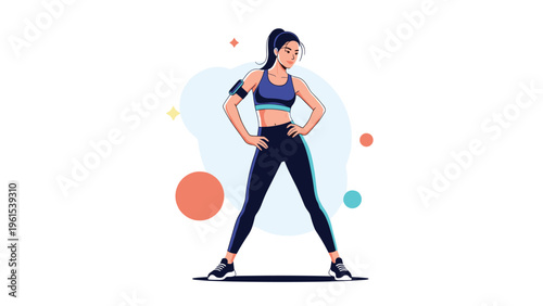 Fit young woman in athletic wear and leggings posing confidently for a fitness and wellness lifestyle portrait.