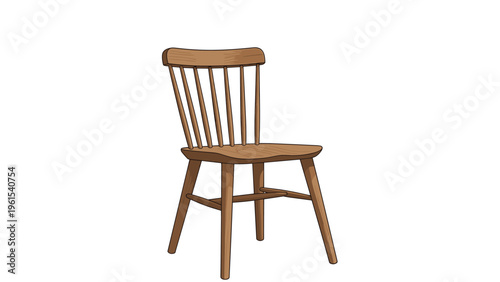 Classic four-legged wooden chair with a spindle back design shown from a side angle on a clean white background.