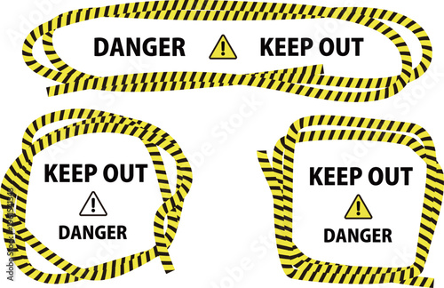 虎ロープの枠フレーム素材セット（工業・安全背景）