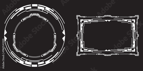 Futuristic white geometric shapes on for design elements